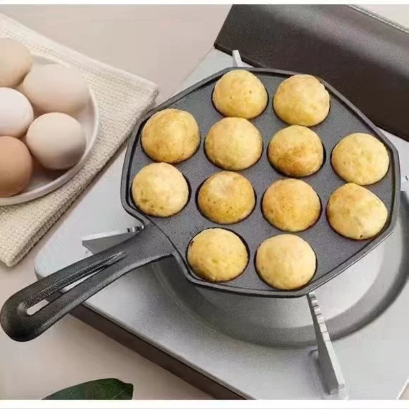 Takoyaki Pan Cast - Sartén Antiadherente de Hierro Fundido (Sin