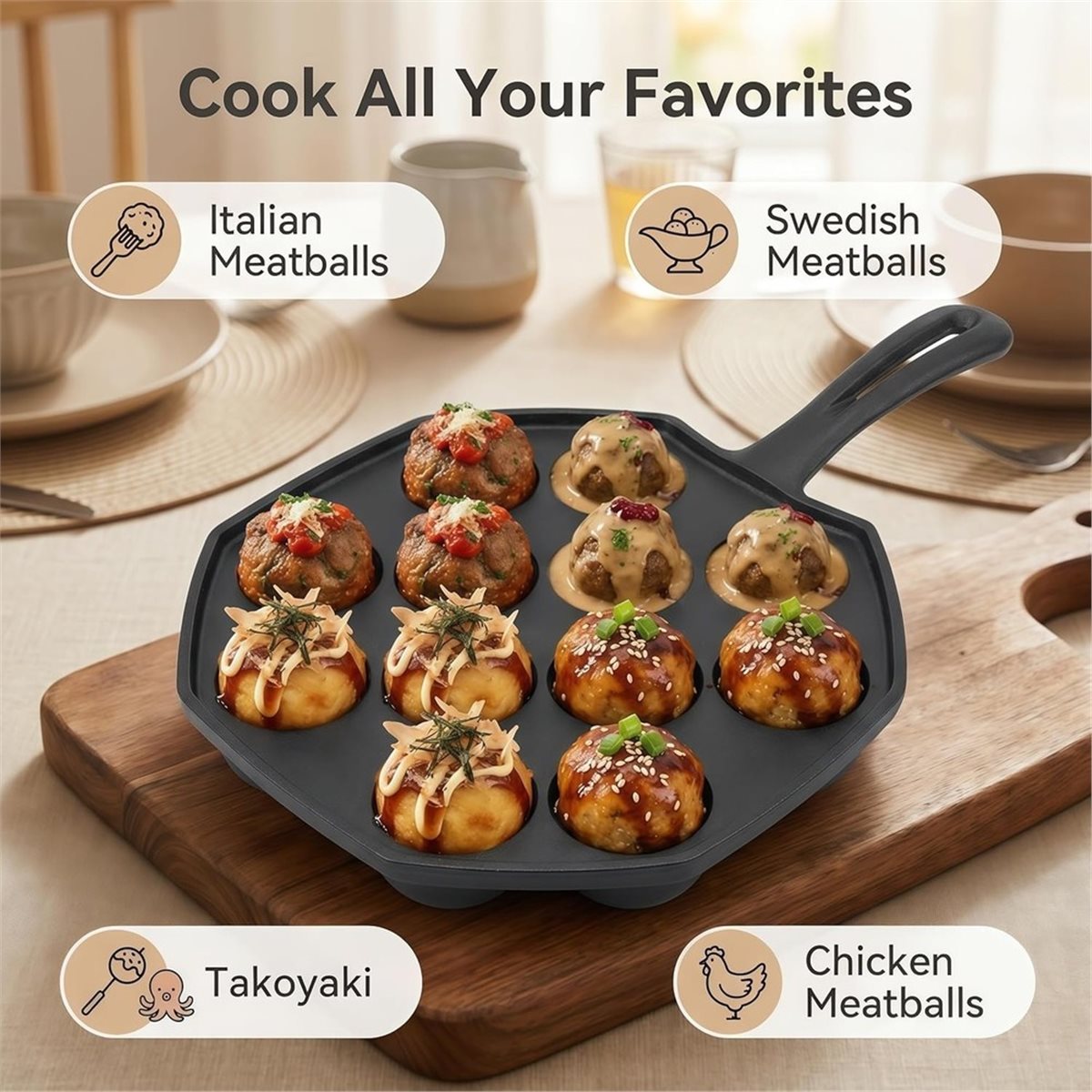 Sartén de Hierro Fundido para  - Takoyaki Pan Cast reseña y precio