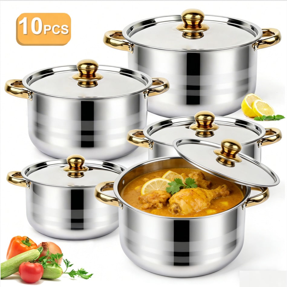 Juego de ollas de acero inoxid - Home Cooking Meals reseña y precio